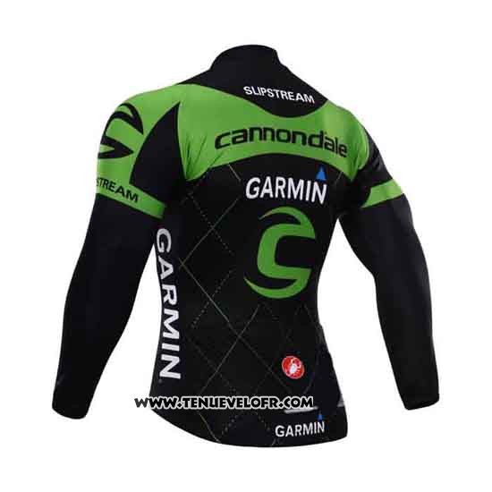 2015 Maillot Ciclismo Cannondale Vert et Noir Manches Longues et Cuissard